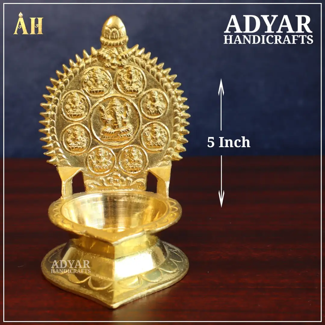 5 Inch Brass Astalakshmi Kamakshi Vilakku