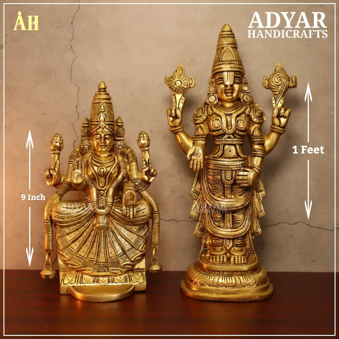 1 Feet Perumal Thayaar Brass StatueAdyar Handicrafts