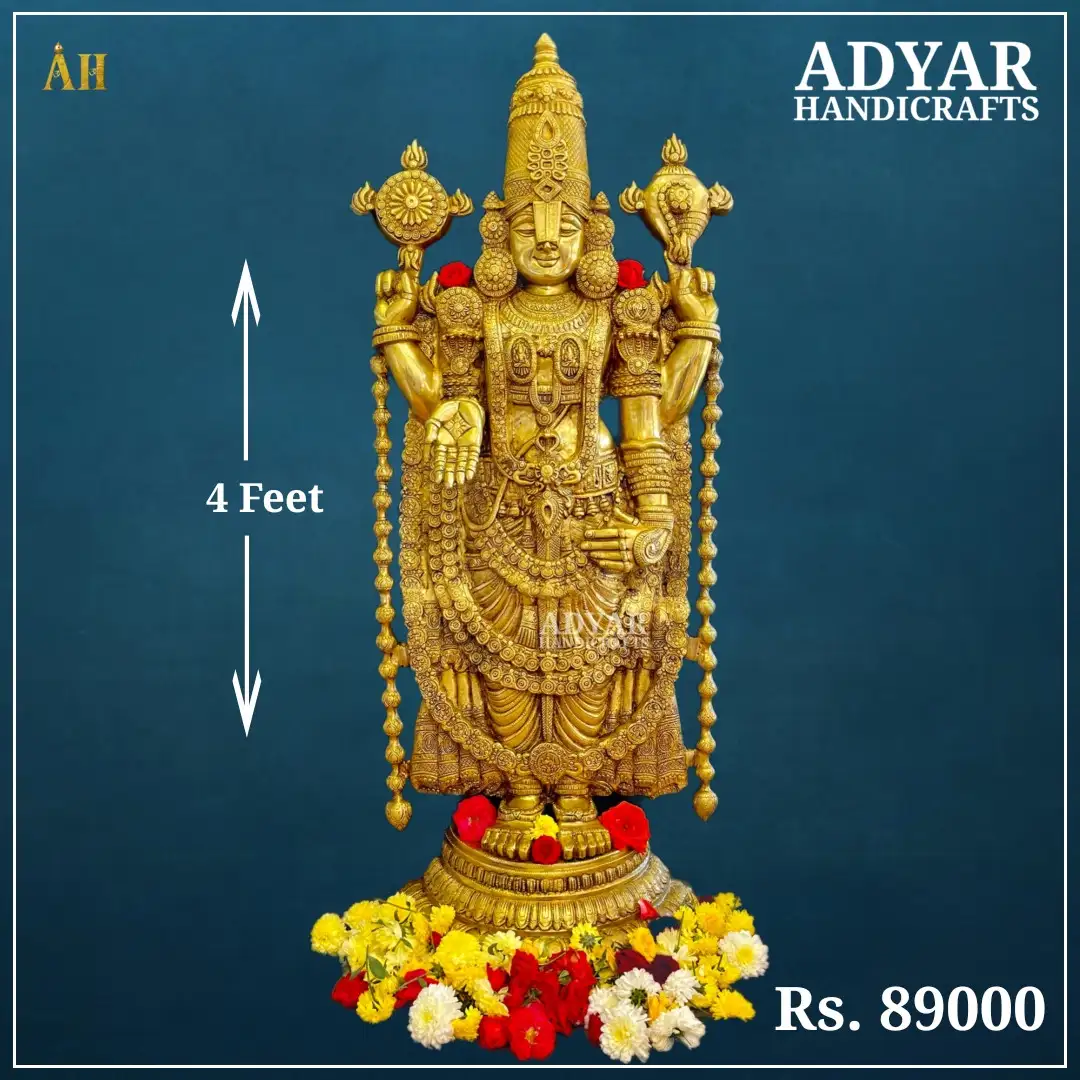 4 Feet Brass Thirupathi Lord Balaji idol