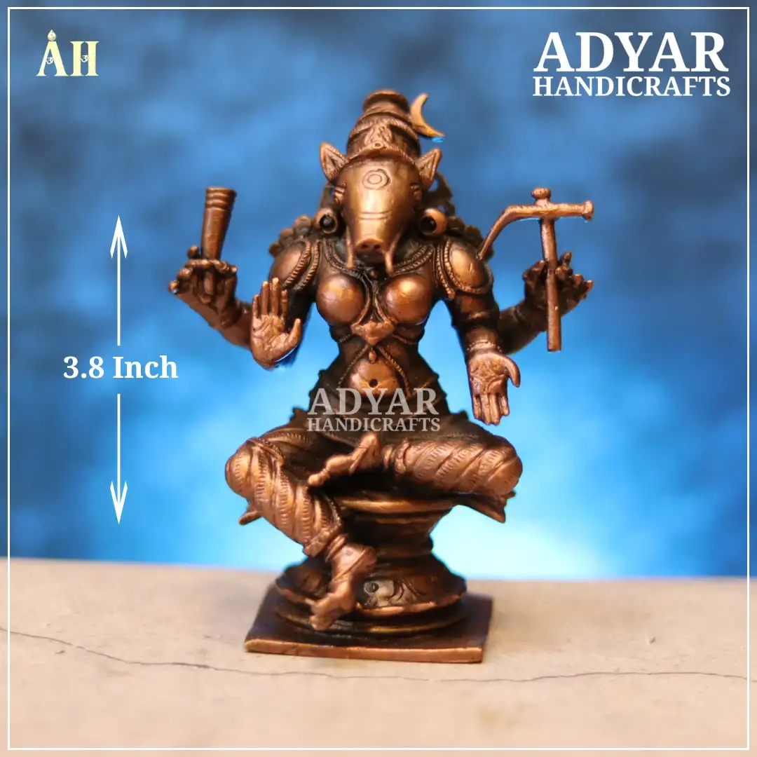 Varahi Amman Copper Idol – 4 Hands Goddess StatueAdyarhandicrafts