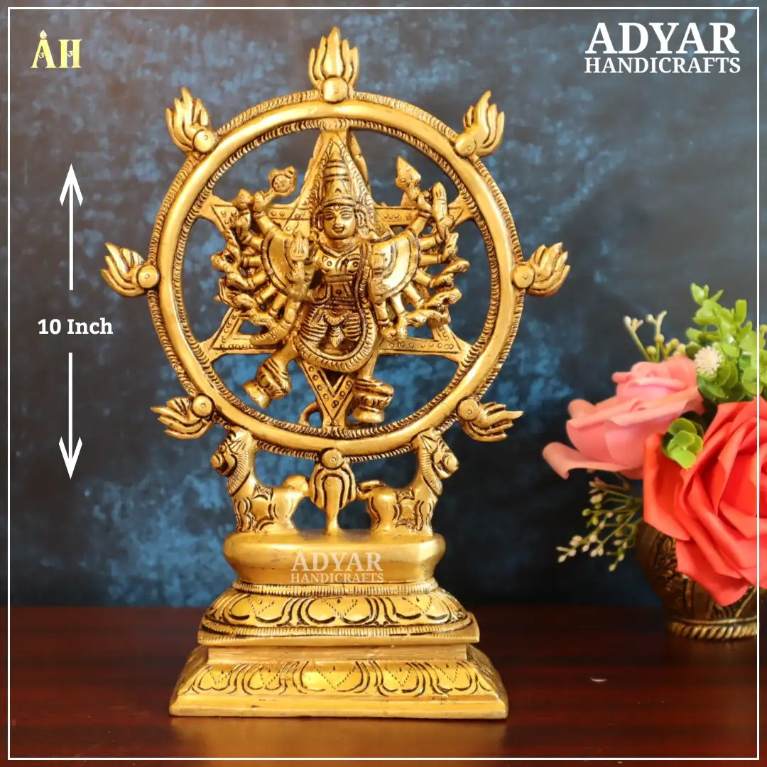 10 Inch Chakarathazwar Brass Statue