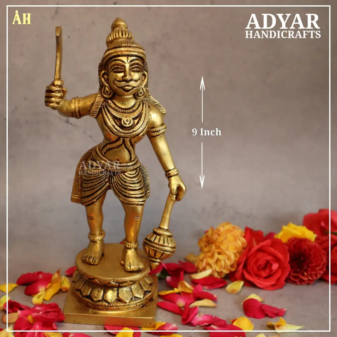 9 inch maduraveeran brass idol