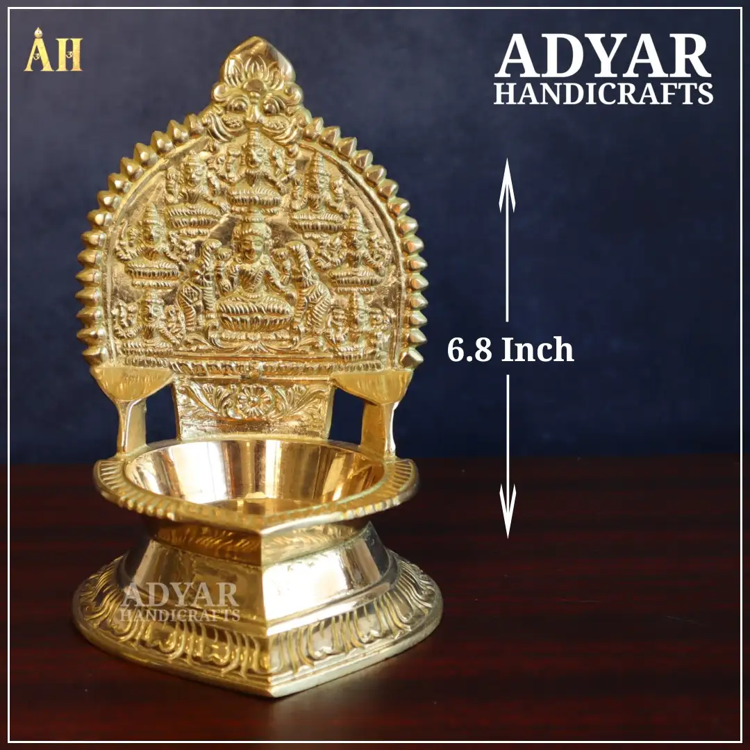 6.8 Inch Brass Ashtalakshmi Kamakshi Vilakku