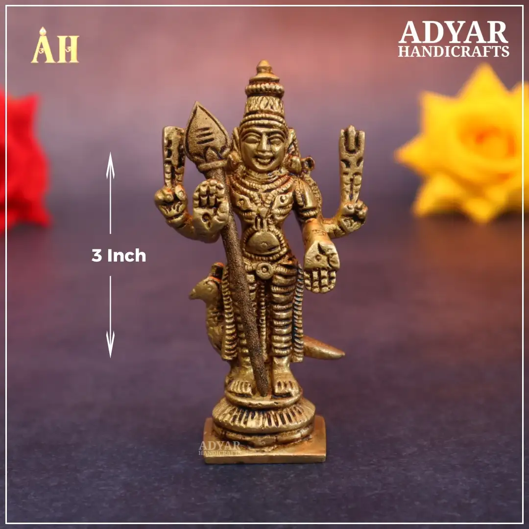 3 Inch Murugan Brass IdolAdyarhandicrafts