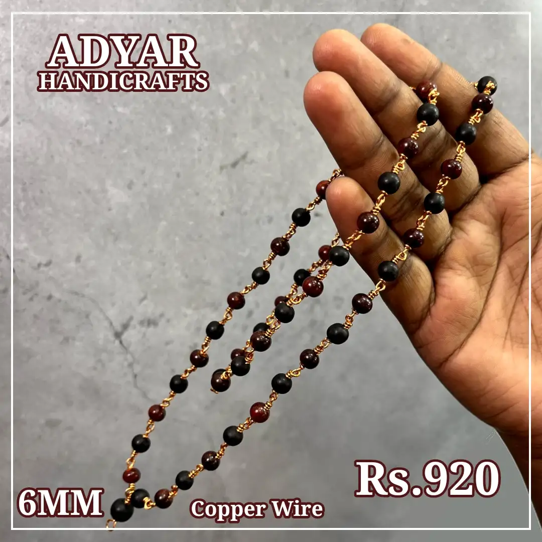 6mm original karungali sengali malai with copper wire