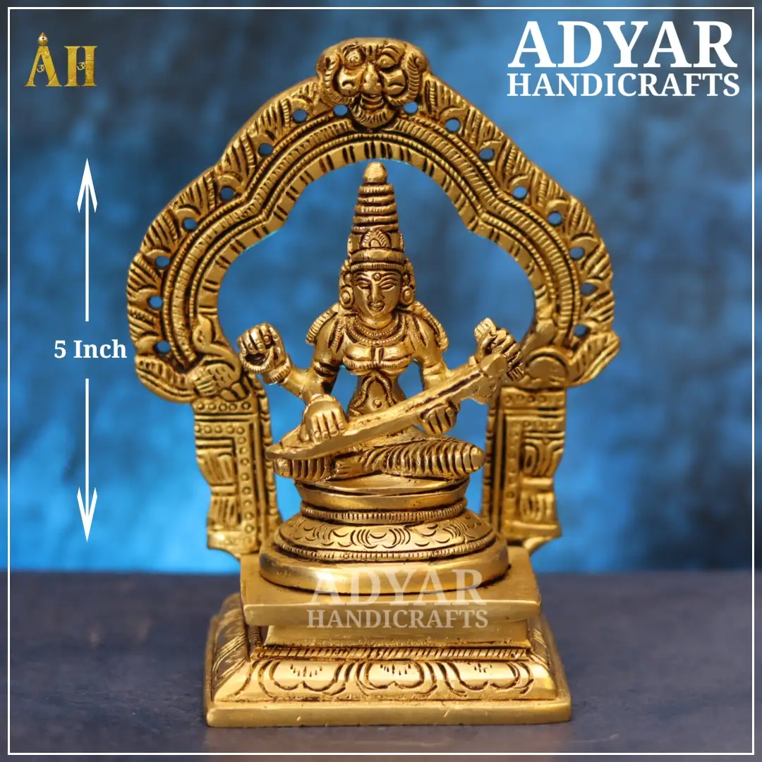 5 Inch Saraswathi Arch Idol Brass