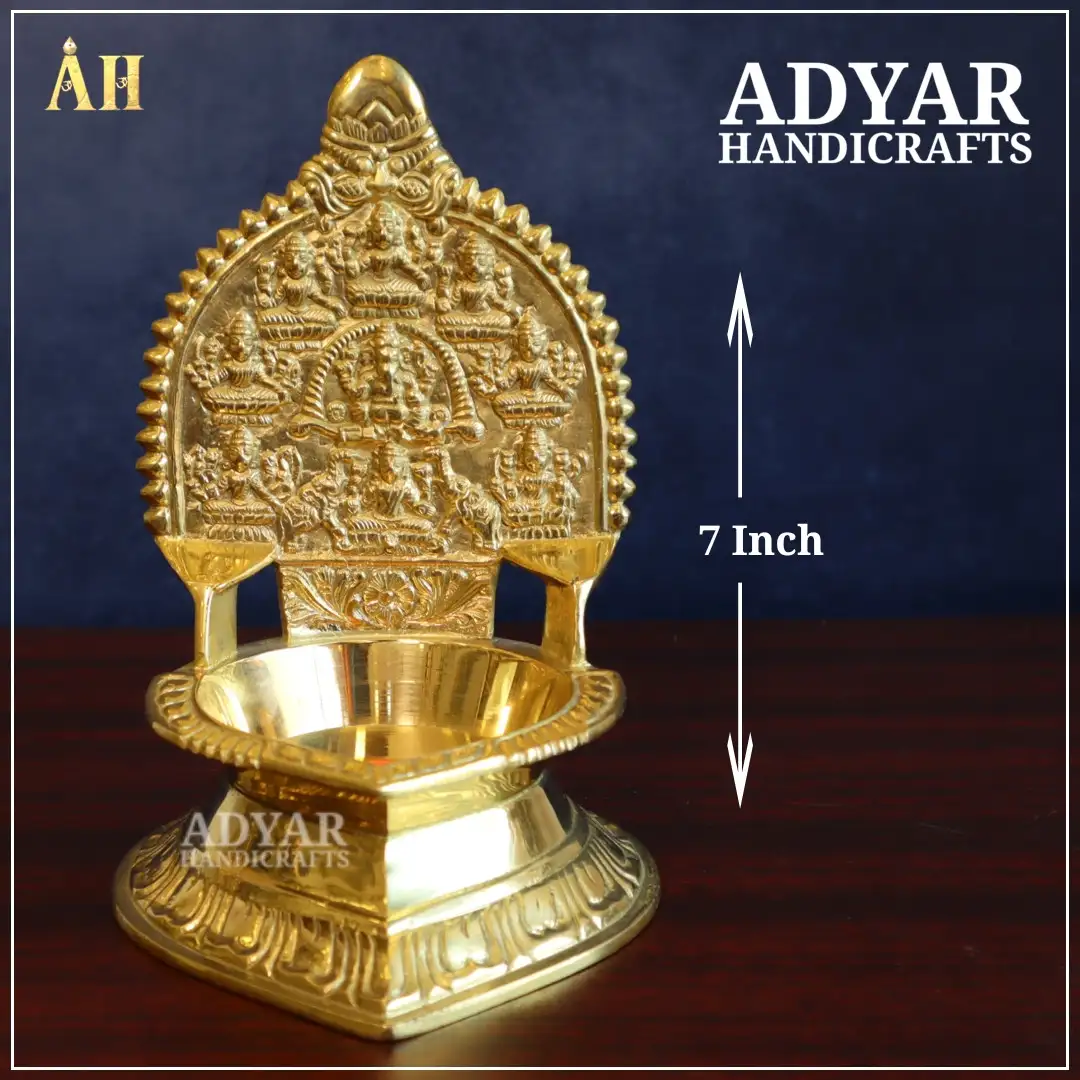 7 Inch Brass Ashtalakshmi Kamakshi Vilakku