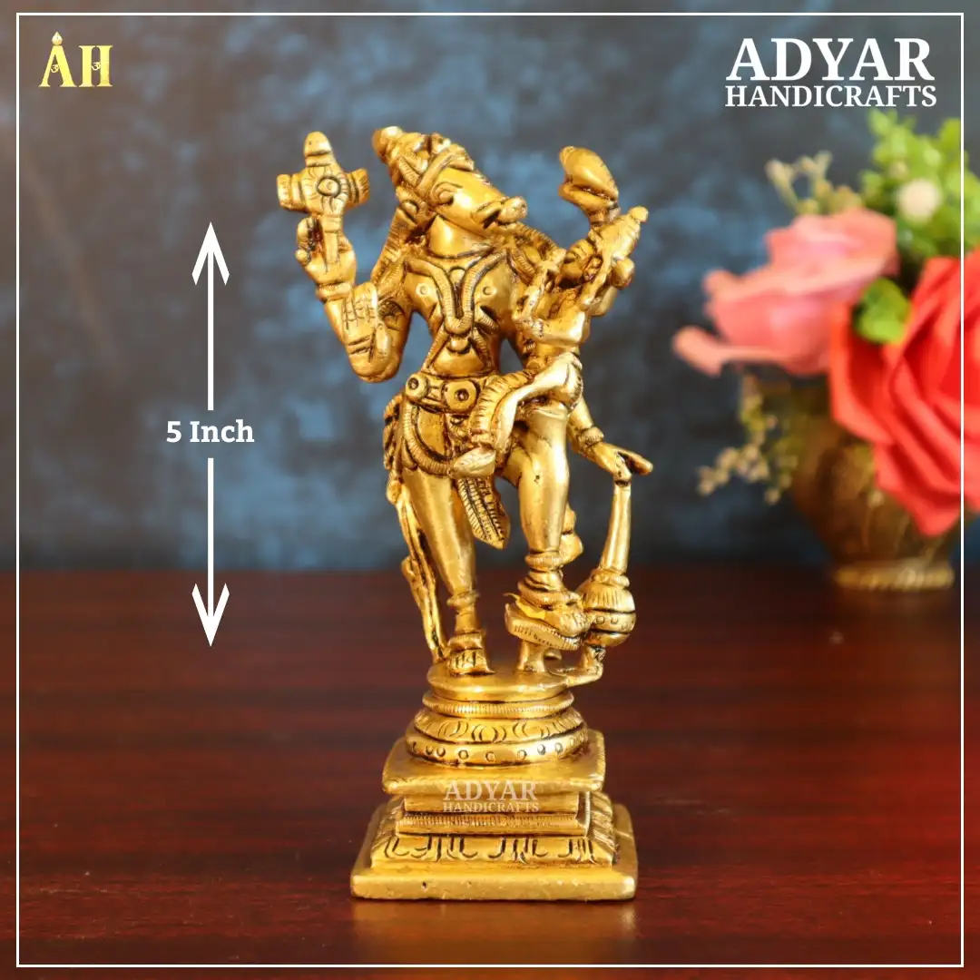 5 Inch Brass Lakshmi Varahar Brass StatueAdyar Handicrafts
