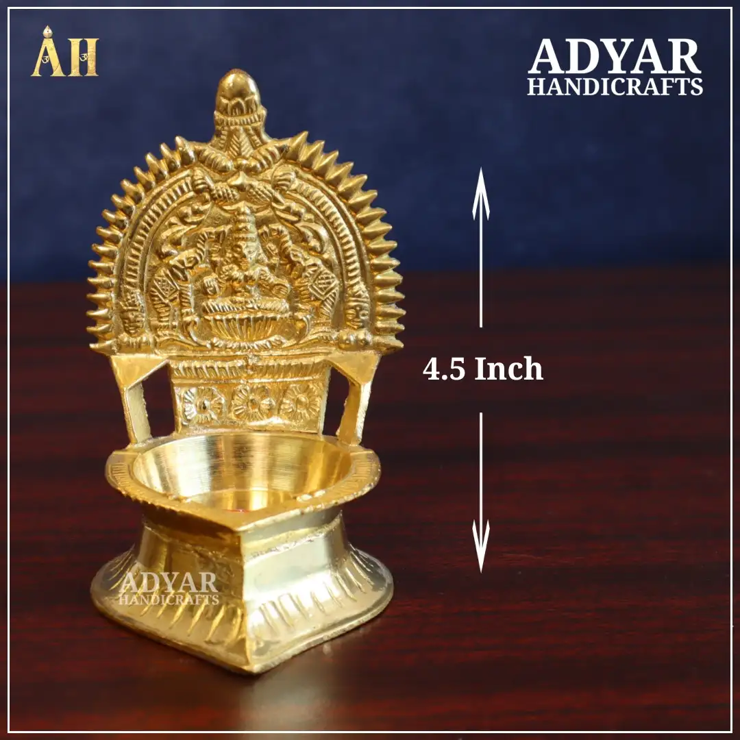 4.5 Inch Brass Gajalakshmi Kamakshi Vilakku