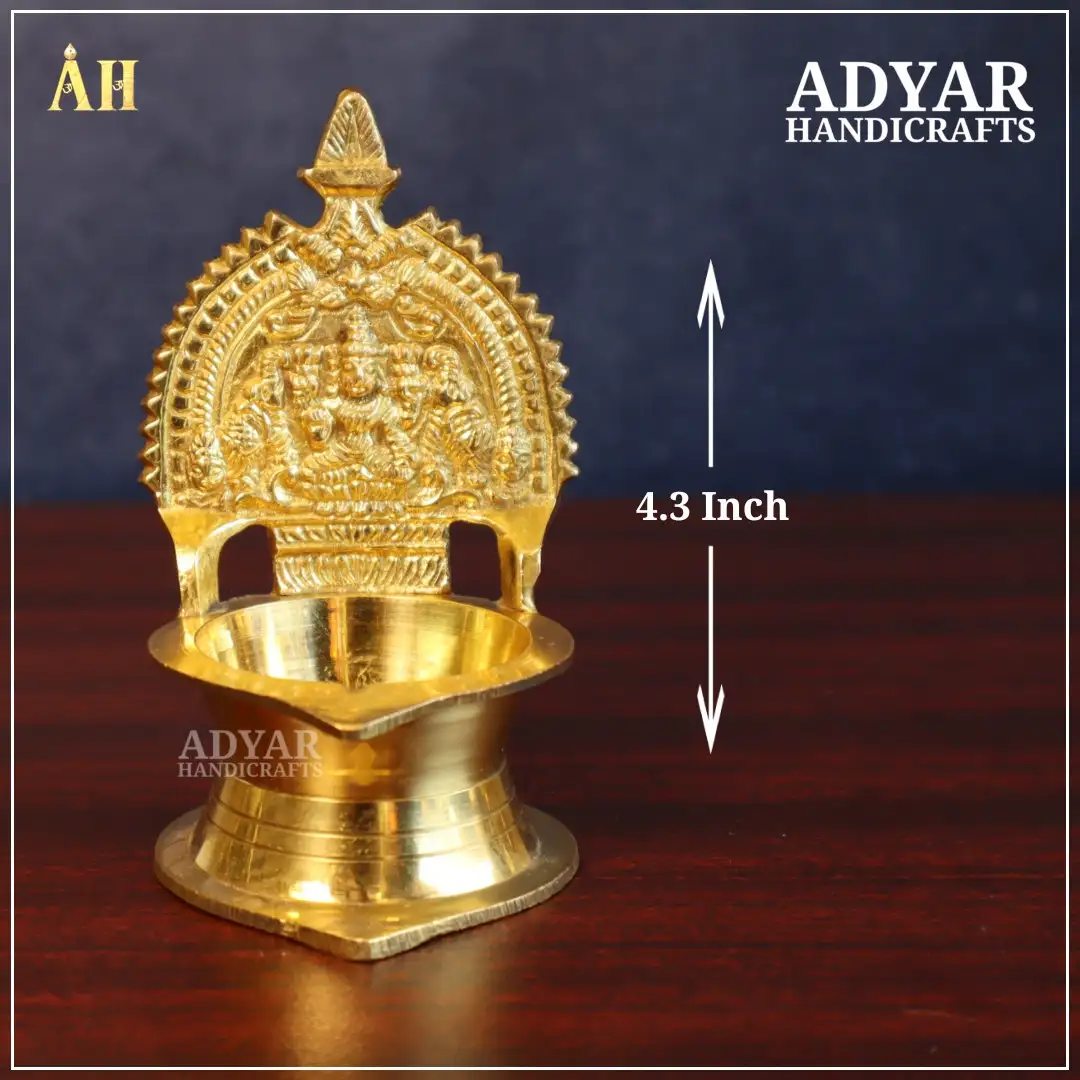 4.3 Inch Brass Gajalakshmi Kamakshi Vilakku