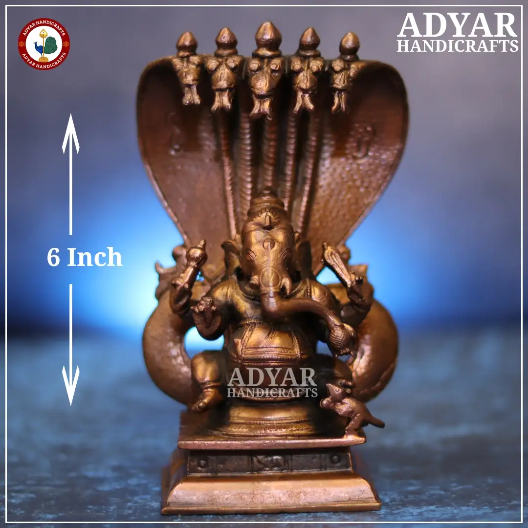 Ganesha With Aadhisheshan Copper Idol