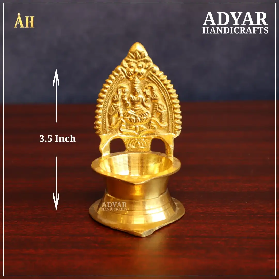3.5 Inch Brass Gajalakshmi Vilakku