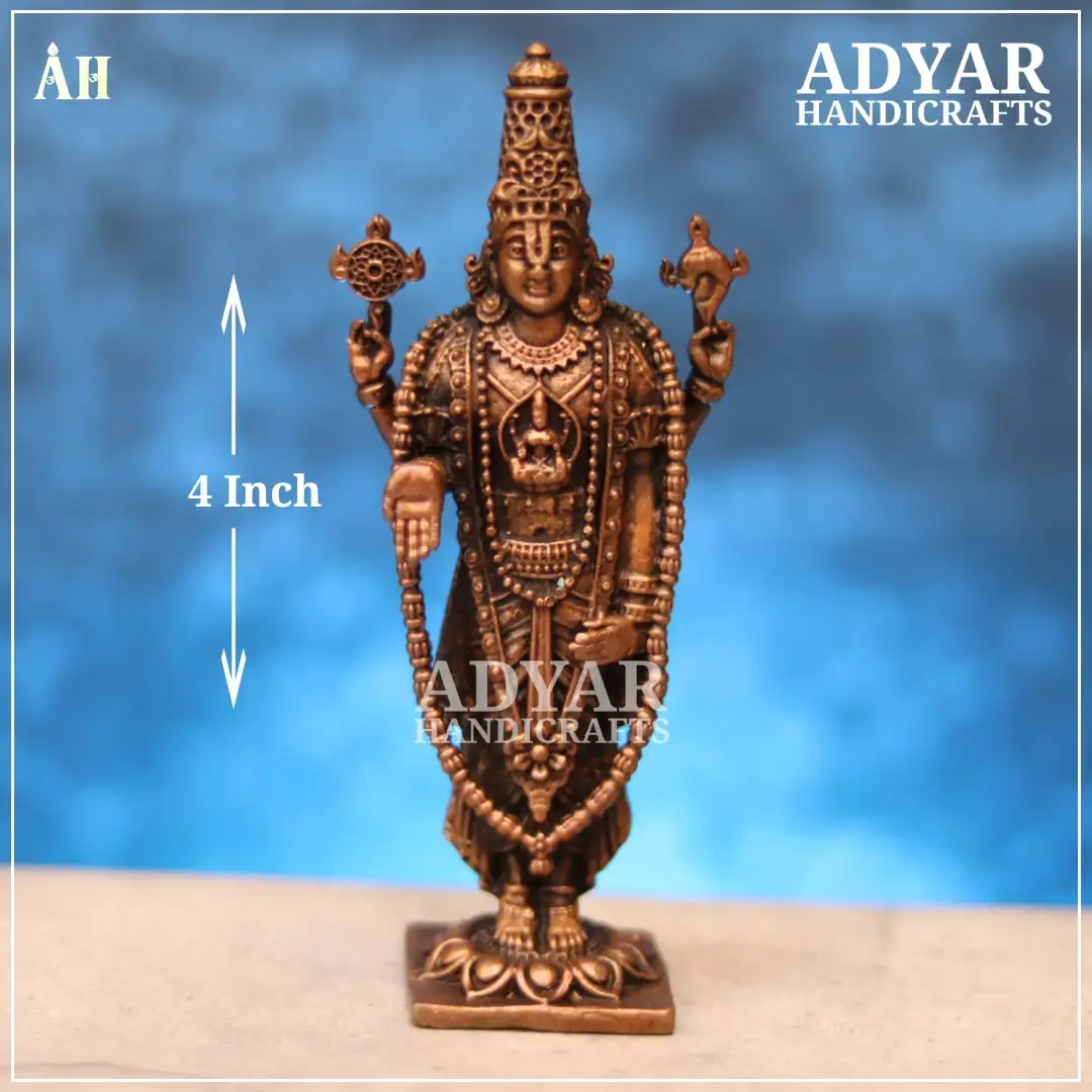 4 Inch Tirupati Balaji copper idolAdyarhandicrafts