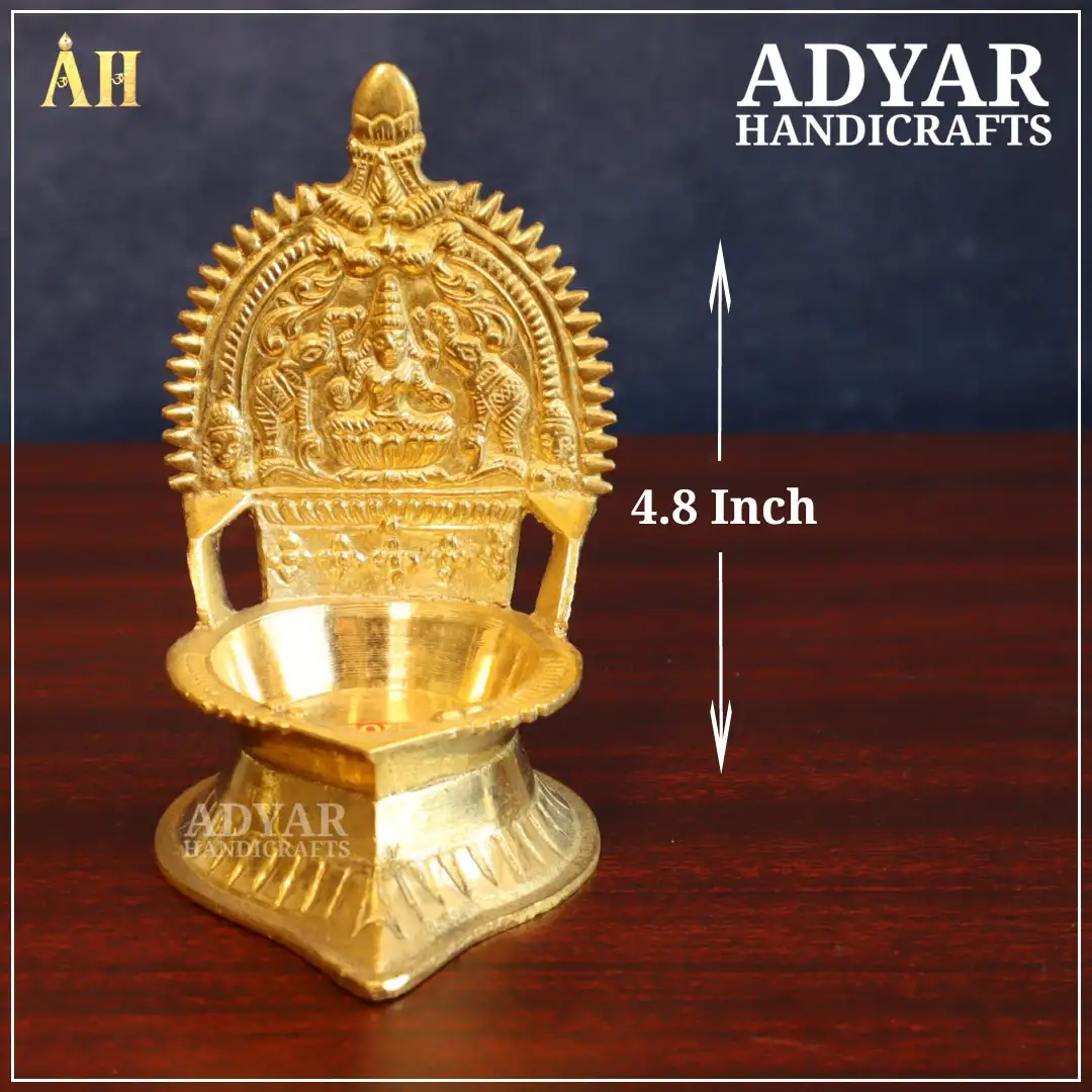4.8 Inch Brass Gajalakshmi Kamakshi Vilakku