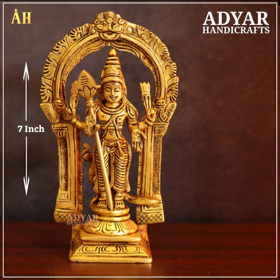 7 Inch Unique Murugan With Thiruvachi Brass Idol