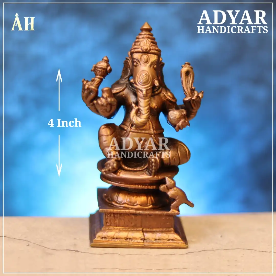4 Inch Exquisite Vinayagar Copper Idol