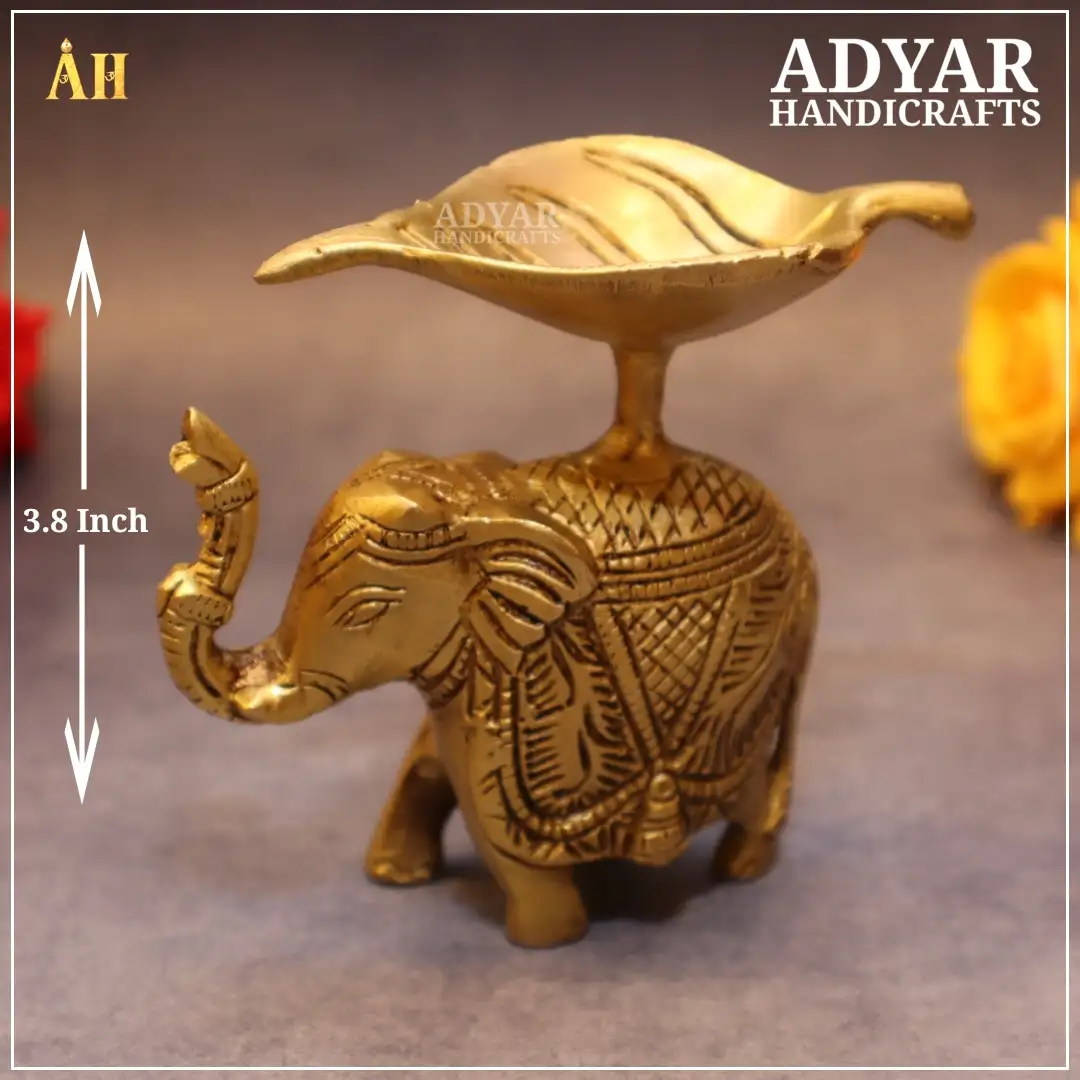 3.8 Inch Brass Elephant Diya