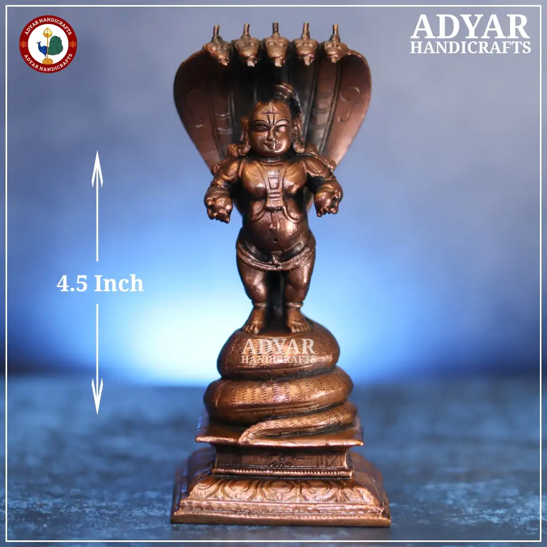 Krishna On Kalinga Copper Idol