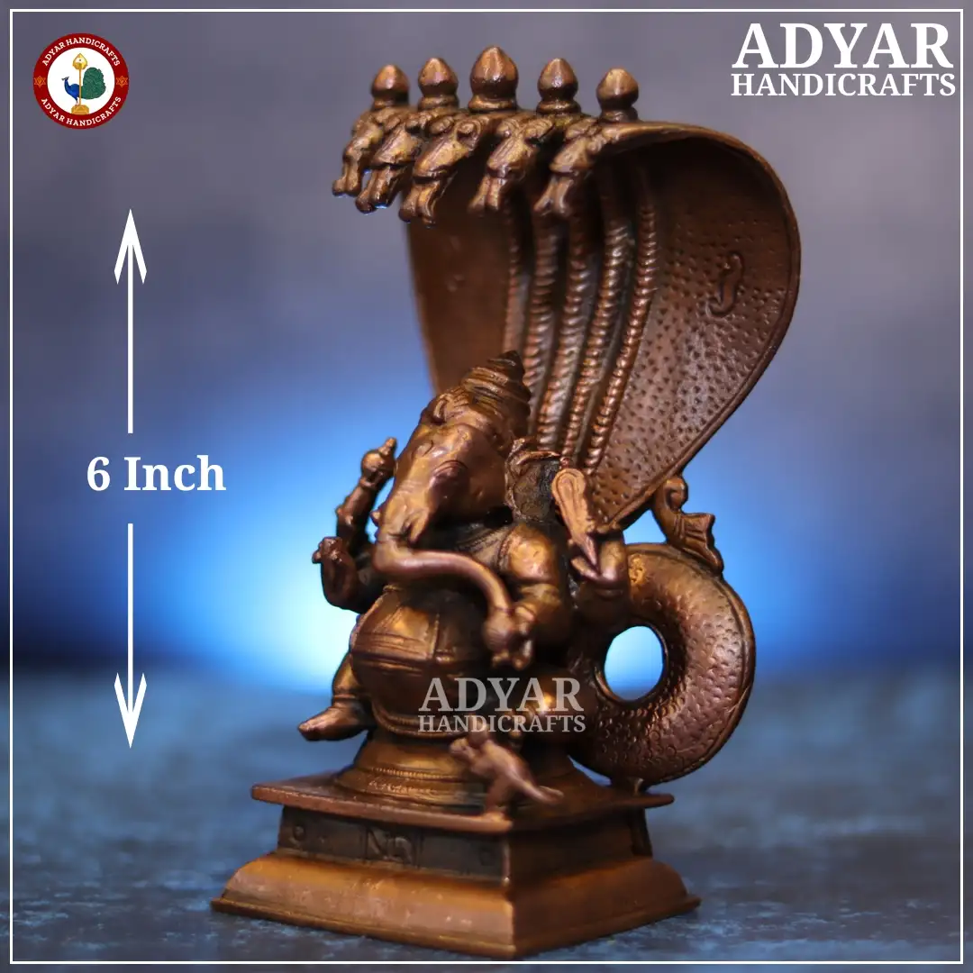 Ganesha With Aadhisheshan Copper Idol - secondary