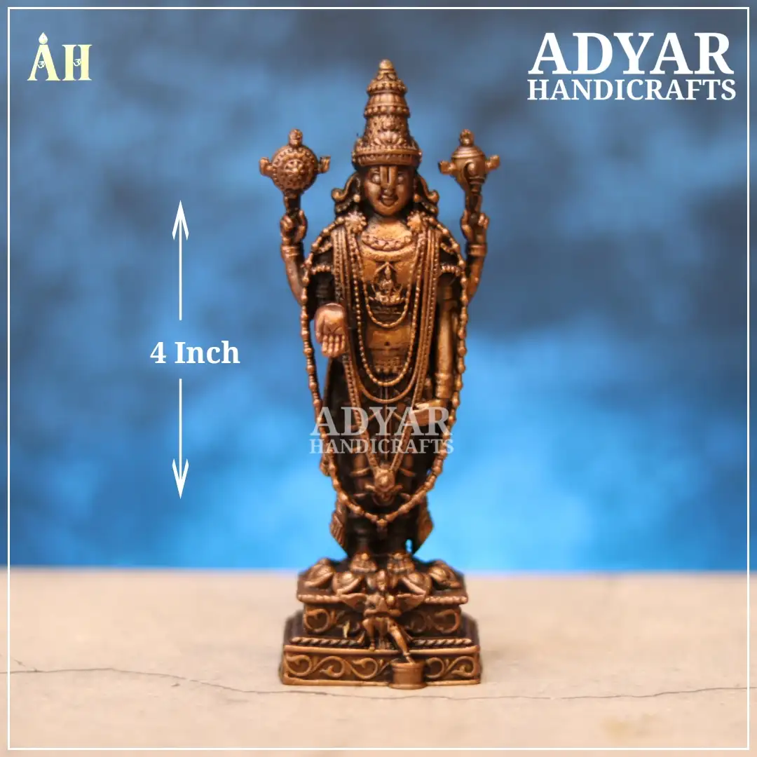 4 Inch Thirupathi Perumal Copper IdolAdyarhandicrafts
