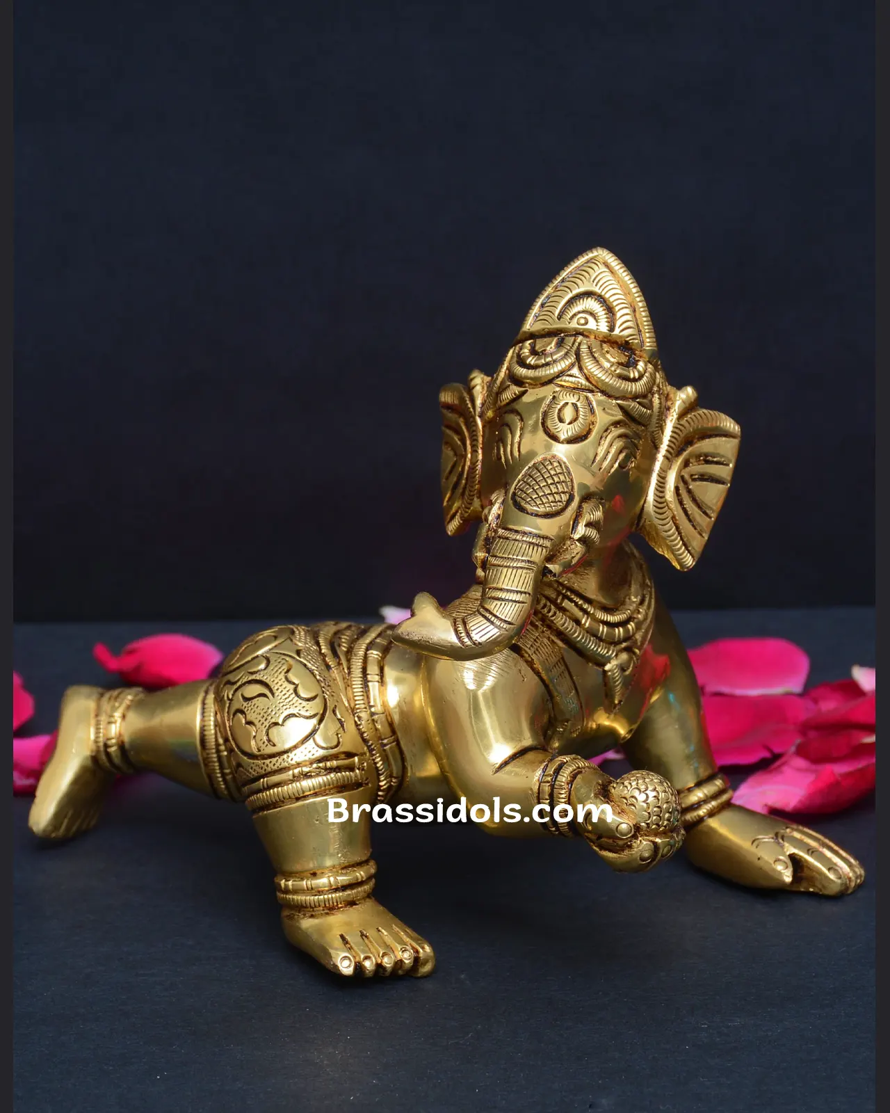 Brass Baby Ganesh idol - 3 inches