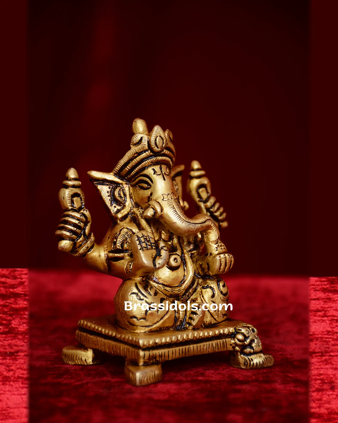 Brass Choki Ganesh idol - 3 inches - secondary