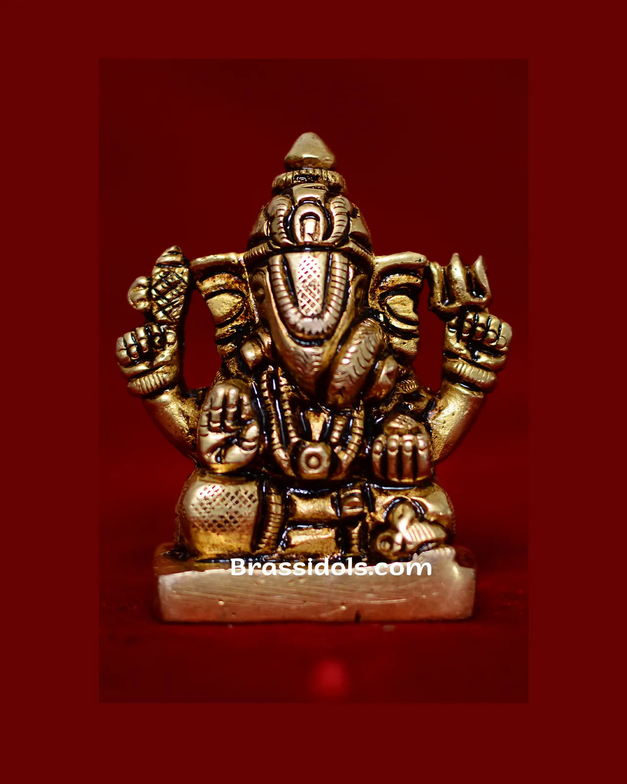 Brass Dagdu Ganesha idol - 3 inches