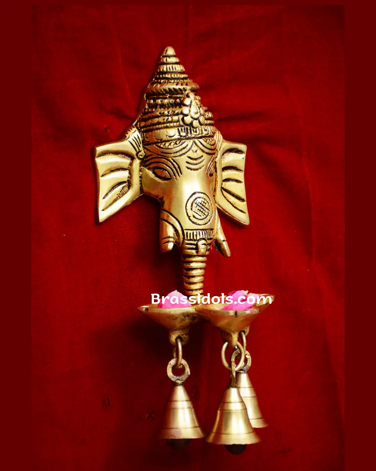 Brass Ganesha Face with Deepak and bell 10 inches - secondary