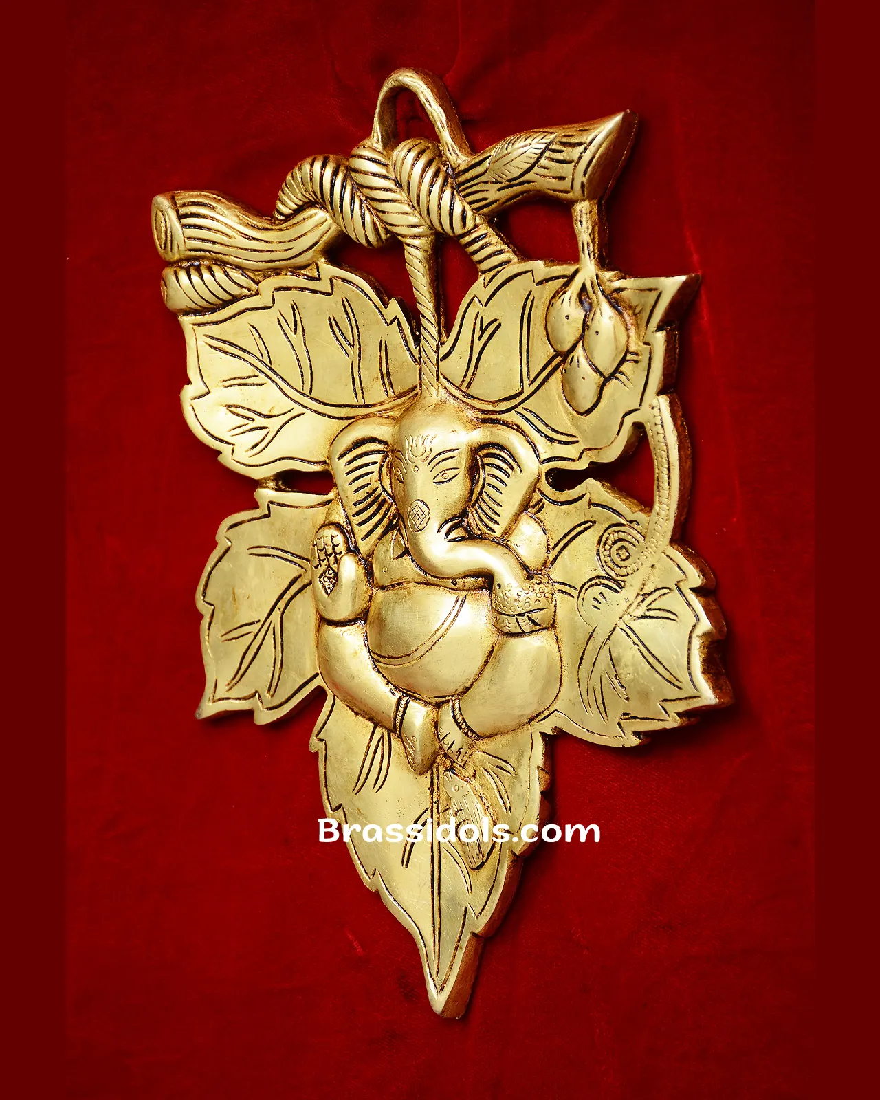 Brass Leaf Ganesha wall hanging - 10 inches - secondary