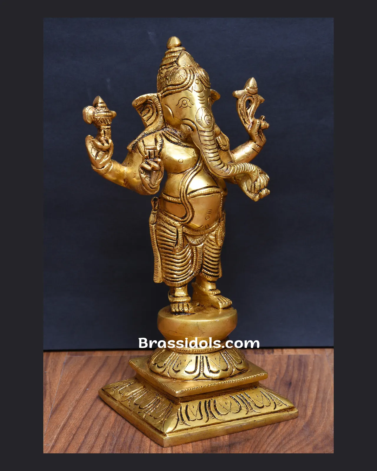 Brass Standing Ganesh idol - 9 inches - secondary