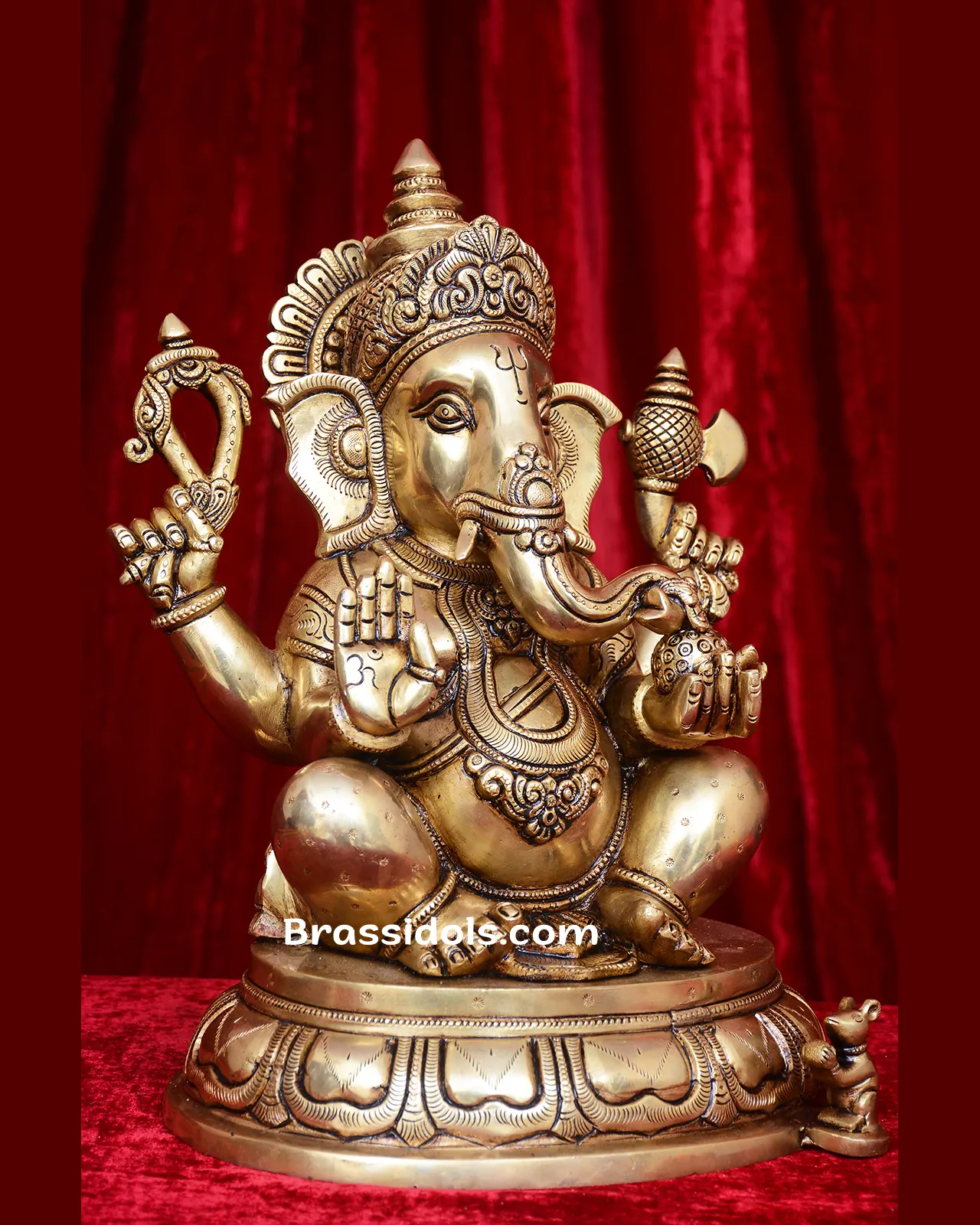 Brass Ganesh round Base idol - 14 inches - secondary