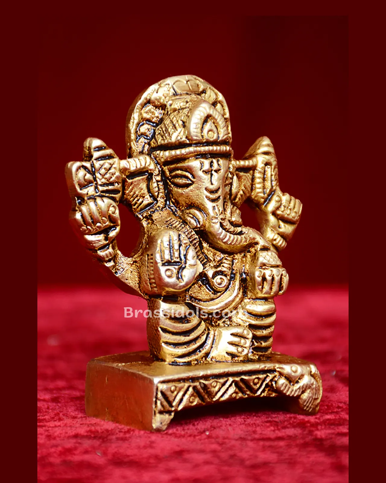 Brass Sitting Ganesha Puja Décor Idol - 2.5 inches - secondary