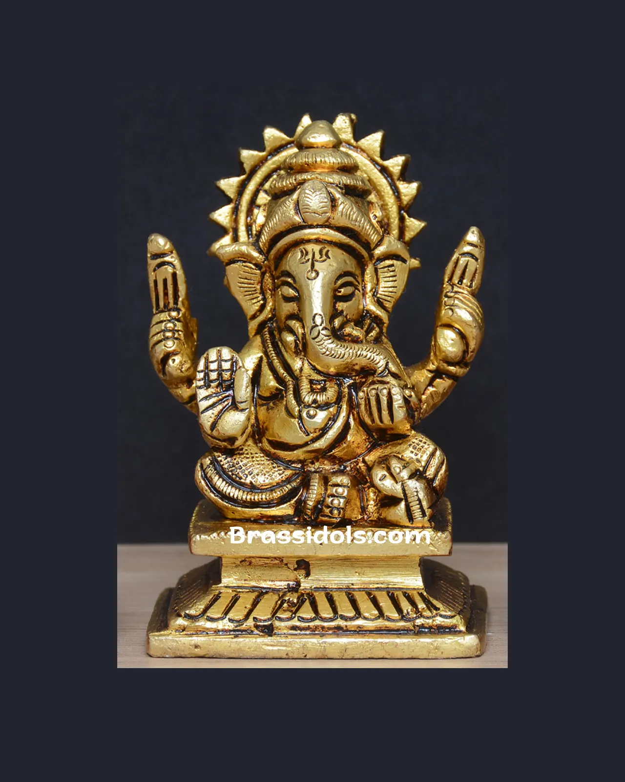 Brass Choki Ganesh idol - 3 inches