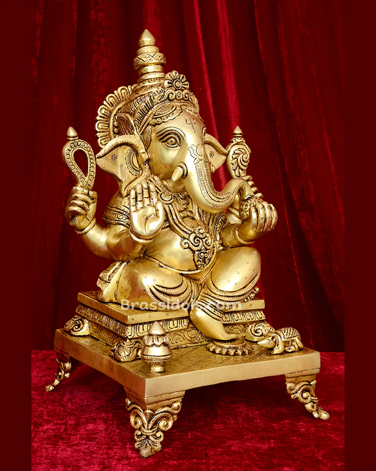 Brass Double Choki Ganesha idol 18 inches - secondary