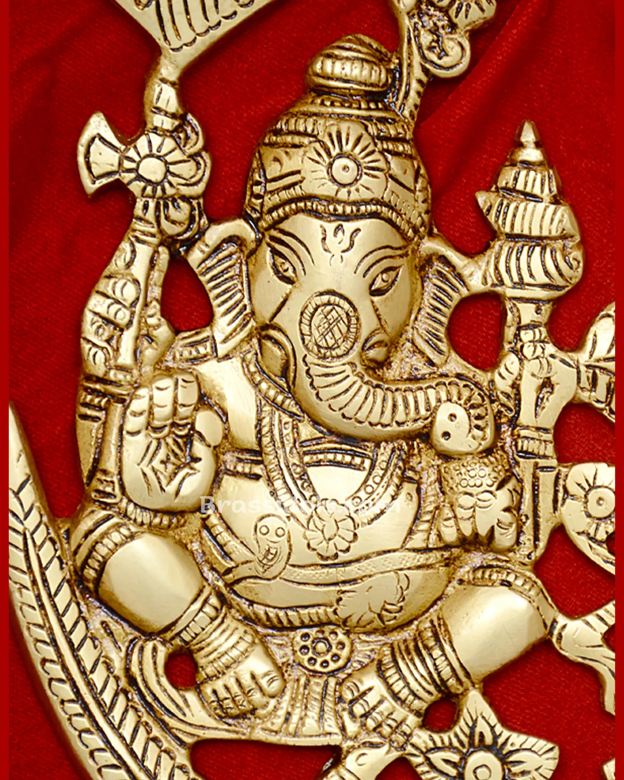 Brass Om Ganesh with Om Wall Hanging Plate 9 inches - secondary