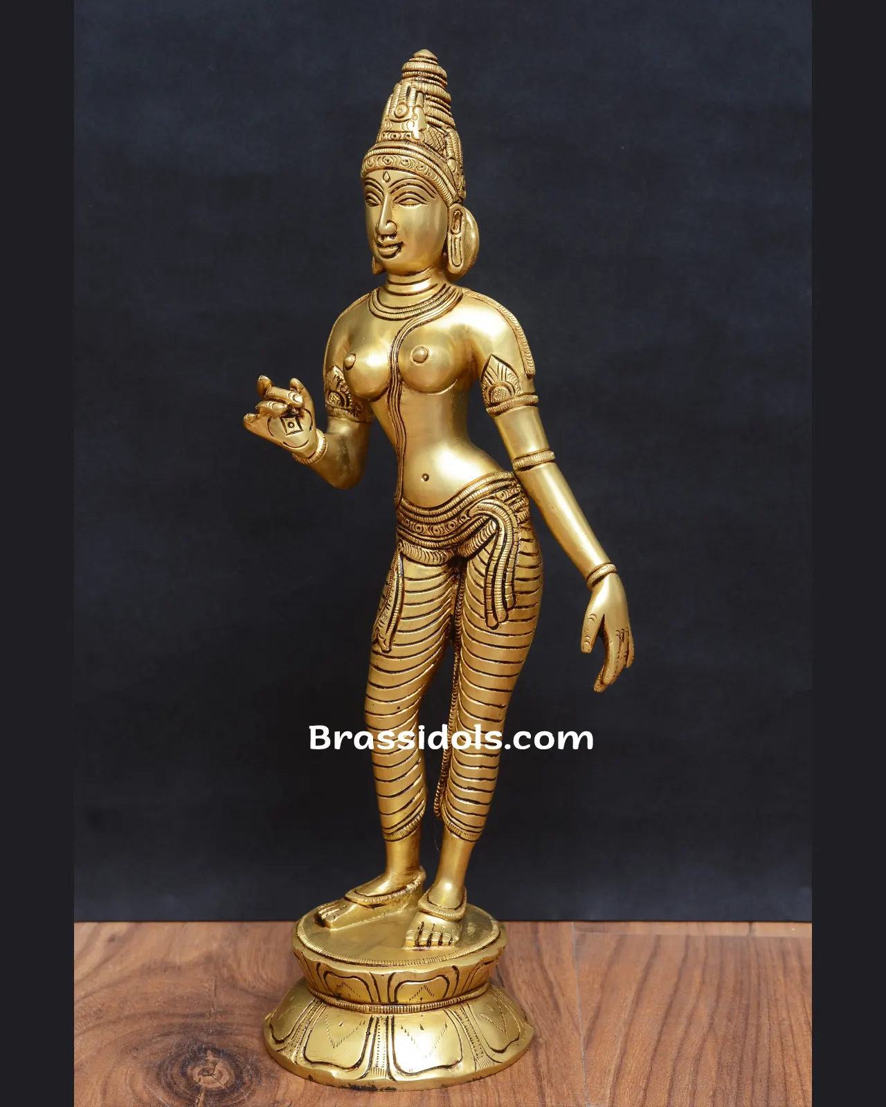 Divine Standing Parvathi with Base Brass Idols - 12 Inches - secondary