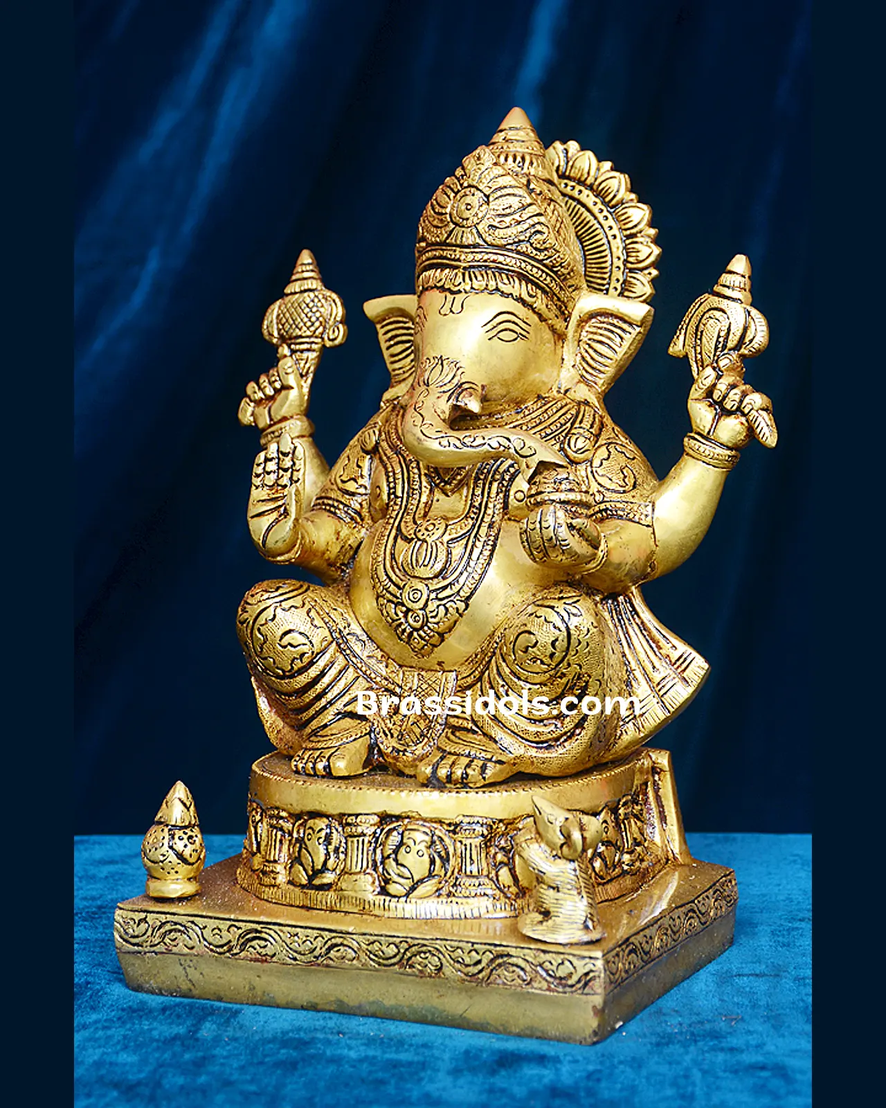 Brass Sitting Ganesha idol - 10 inches - secondary
