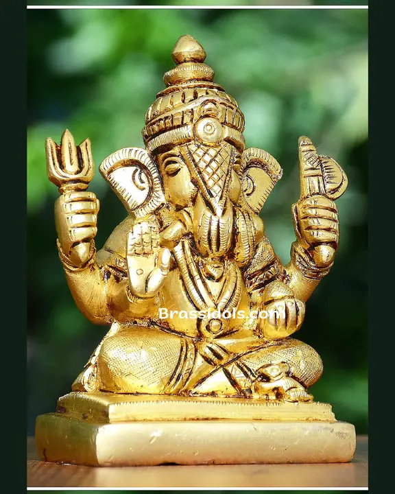 Brass Dagdu Ganesha idol - 3.5 inches - secondary