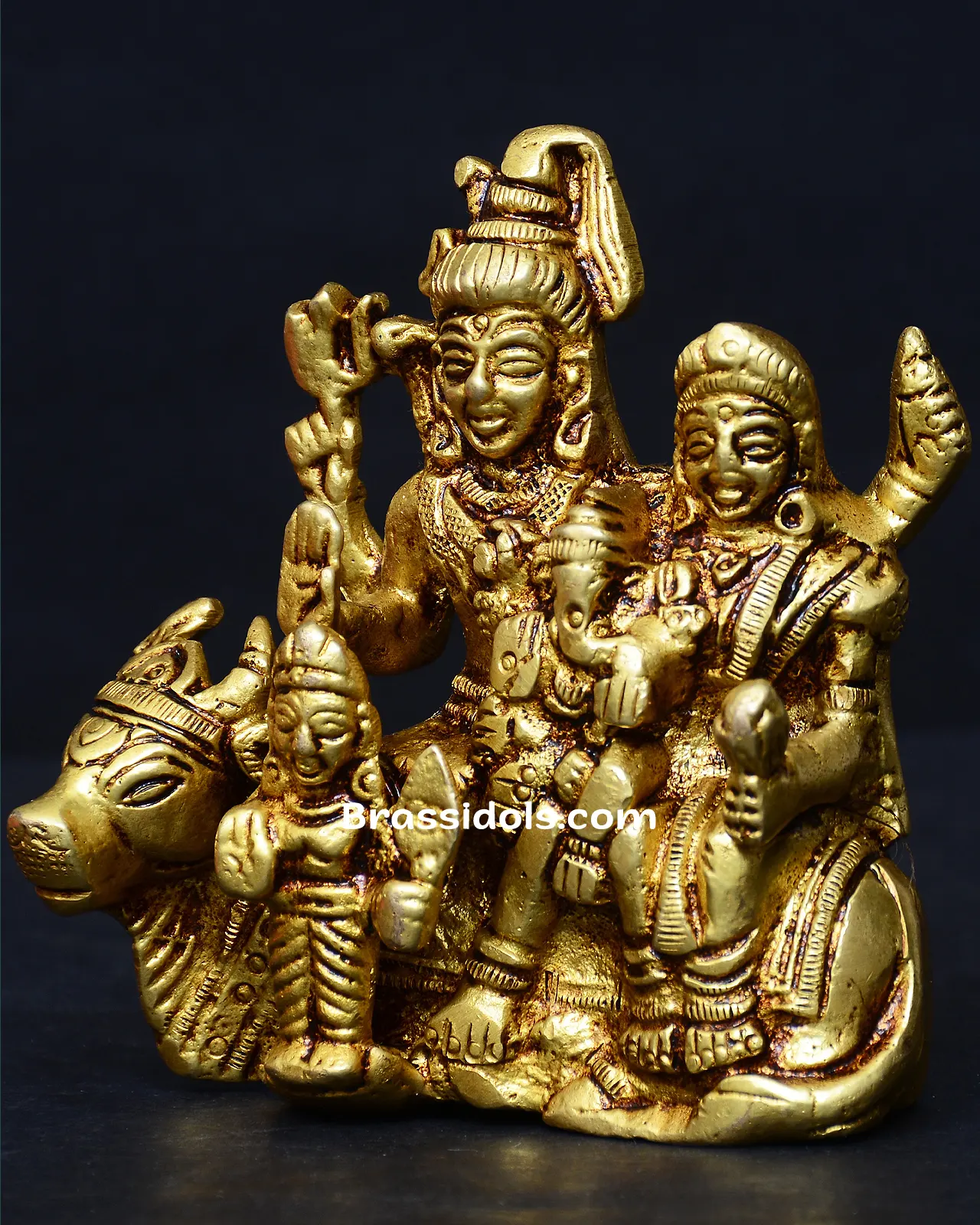Auspicious Kamadenu Sivan Parvathi with Murugan Idols - 3.5 Inches - secondary