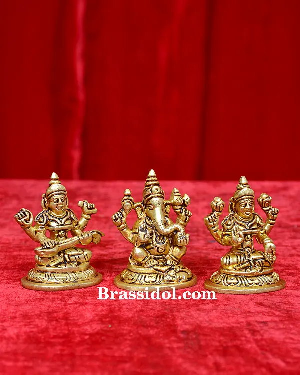 Lakshmi Ganesh Saraswati With Base - secondary