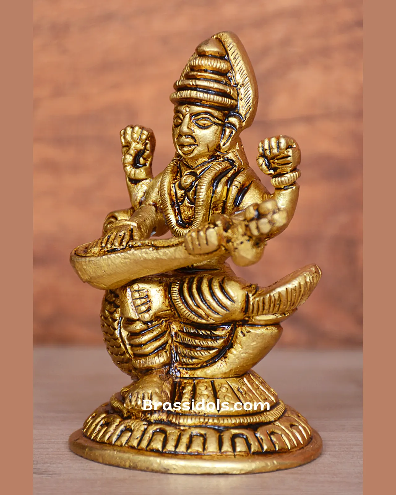 Brass Saraswati Round Base - secondary