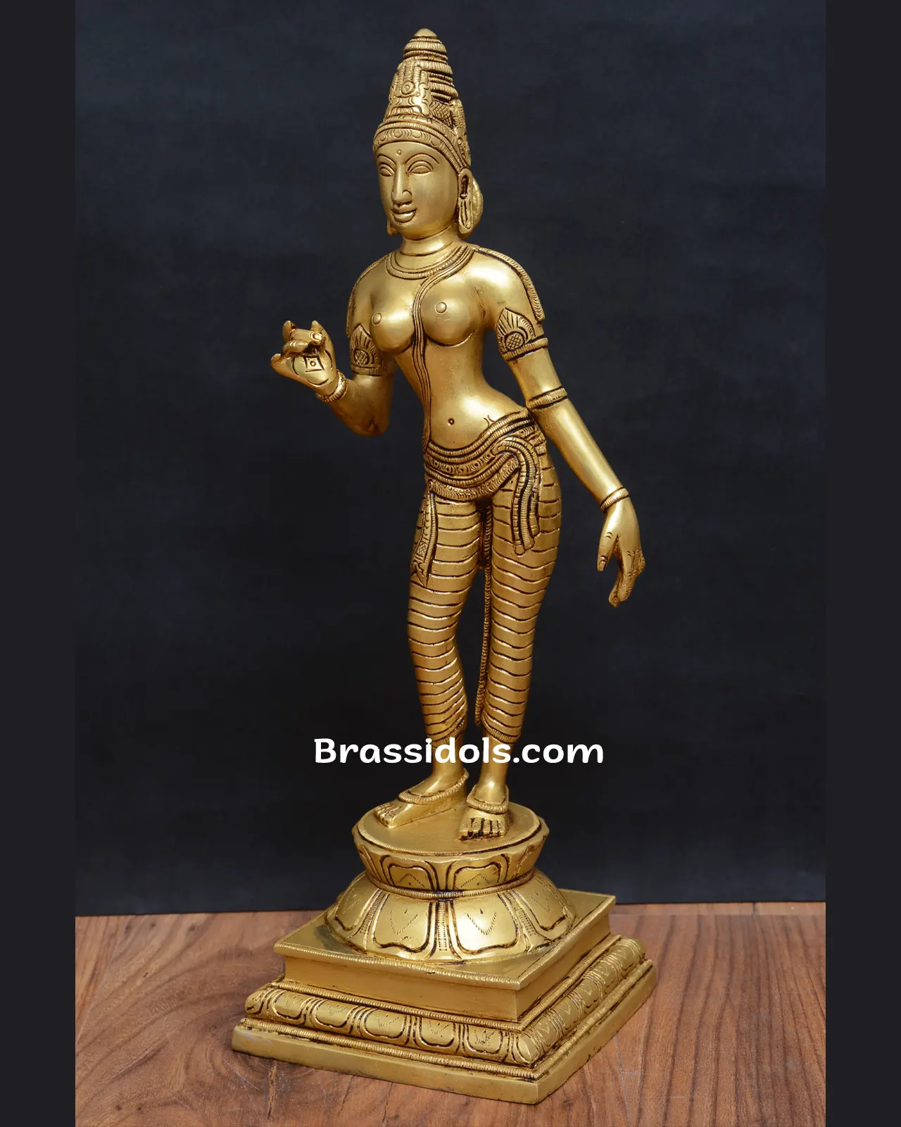 Holy Standing Parvathi with Base Brass Idols - 13 Inches - secondary