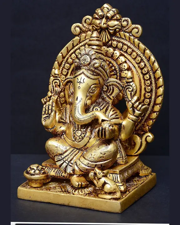 Brass frame Double Choki Ganesha idol - 6 inches - secondary