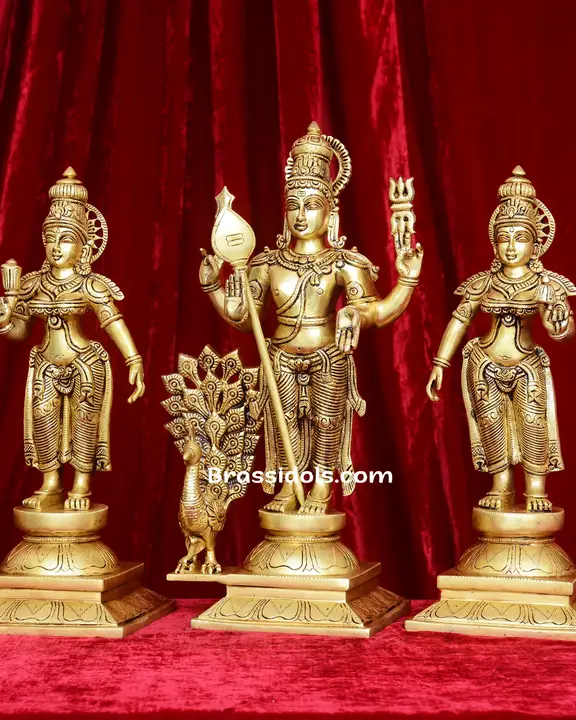 Radiant Standing Murugan Valli Deivanai Brass Set – 18 Inches - secondary