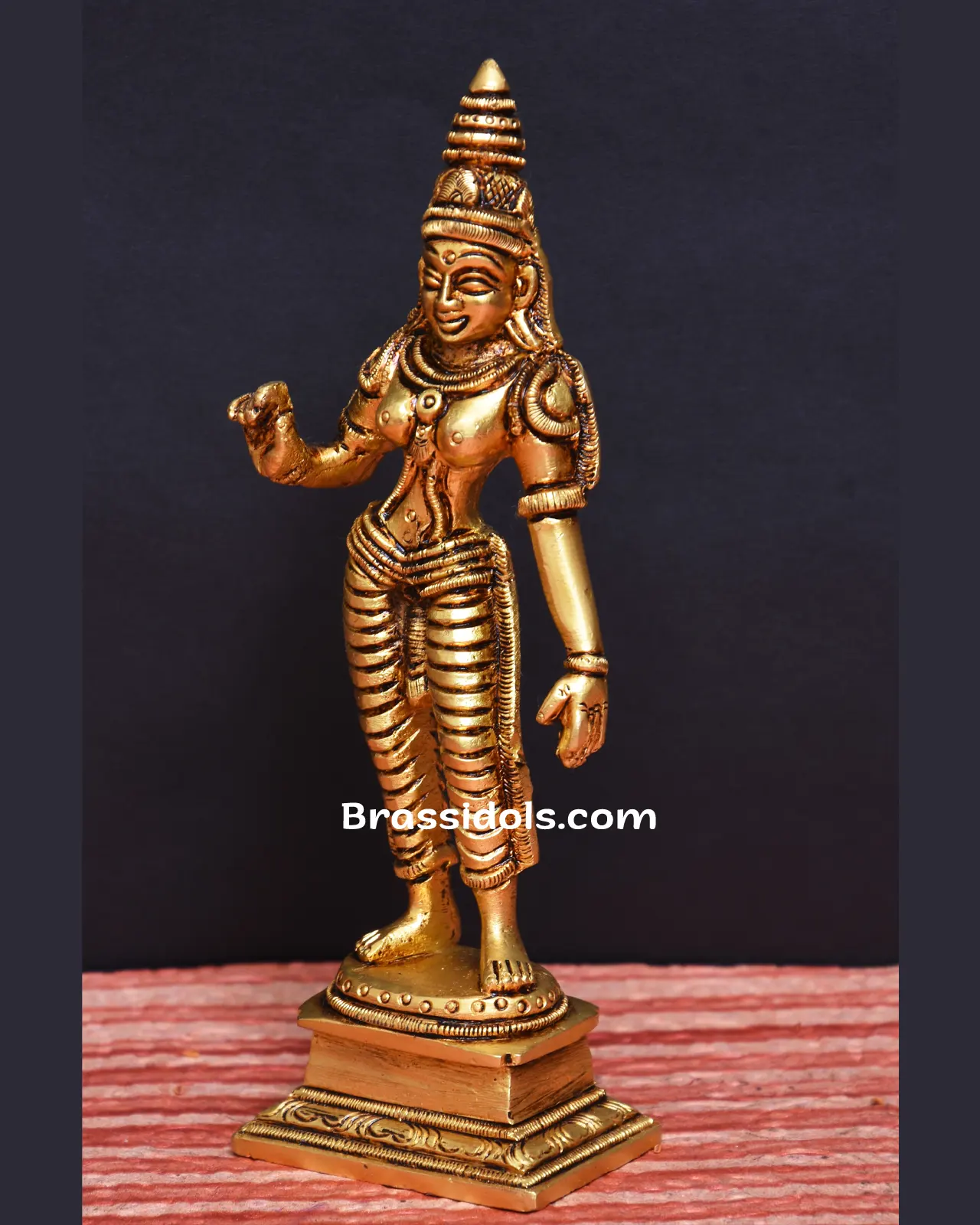 Divine Standing Parvathi with Square Base Brass Idols - 6 Inches - secondary