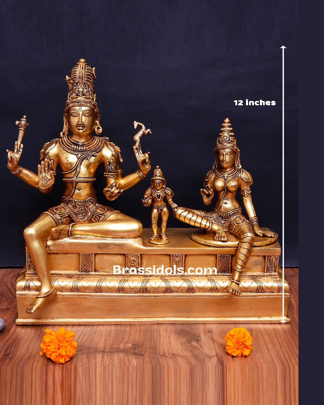 Holy Sitting Shivan Parvathi Brass Idols - 12 Inches - secondary