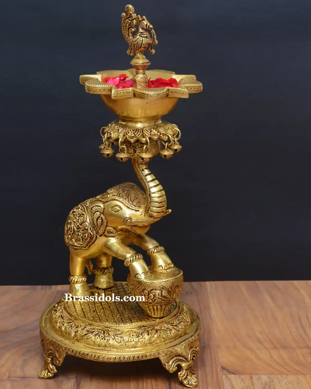Elephant base with diya - secondary