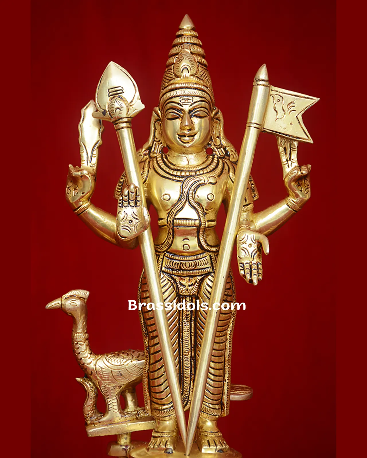 Divine Valli Devanai Murugan With Mayil and VelKodi Brass Idol - 12 Inches - secondary