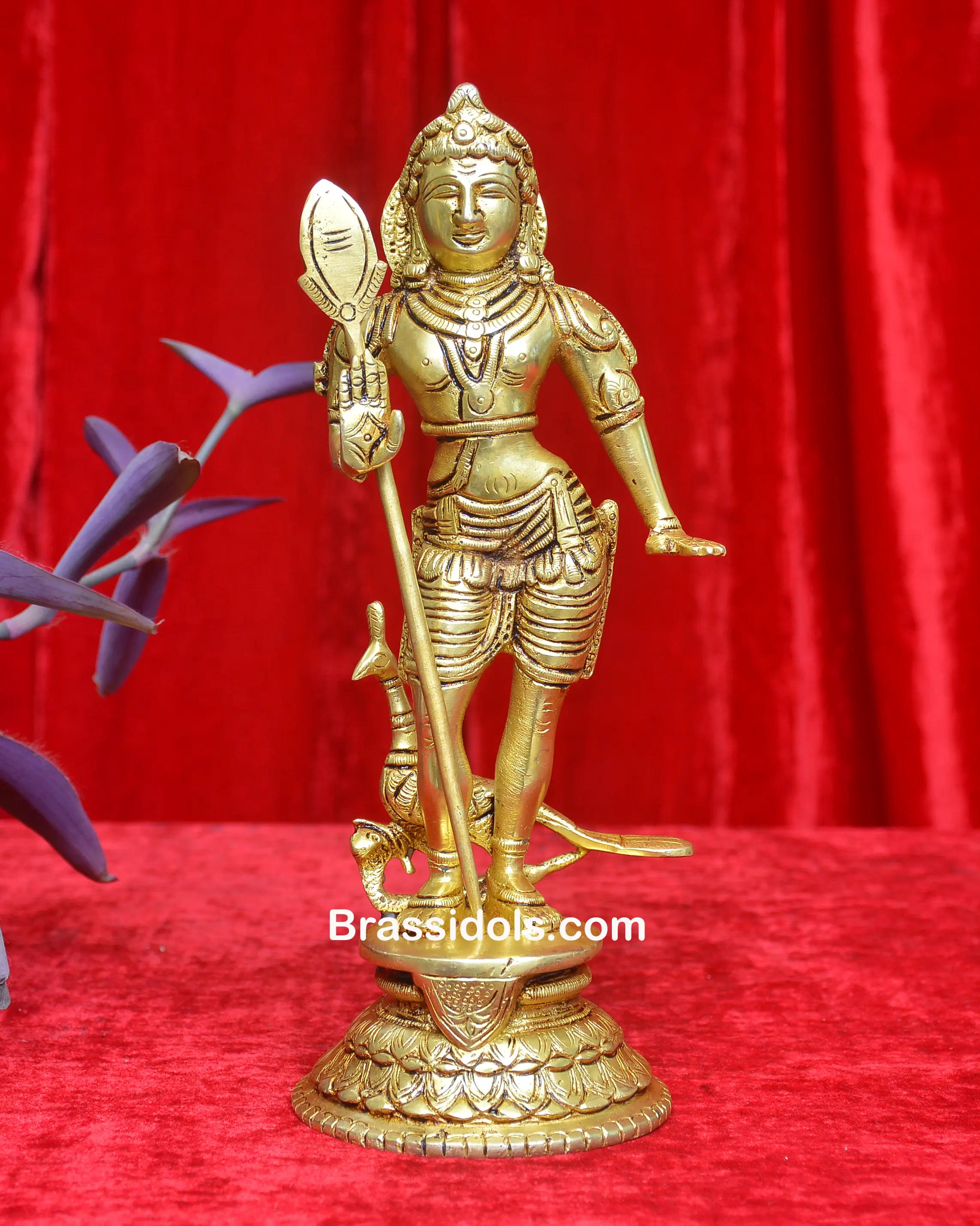 Brass Standing Peacock Murugan 10 inch