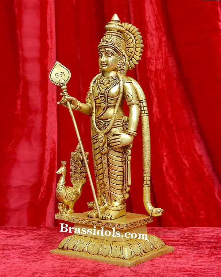 Majestic Batu Caves Sri Subramaniar Swamy with Mayil Brass Idol - 16 Inches - secondary